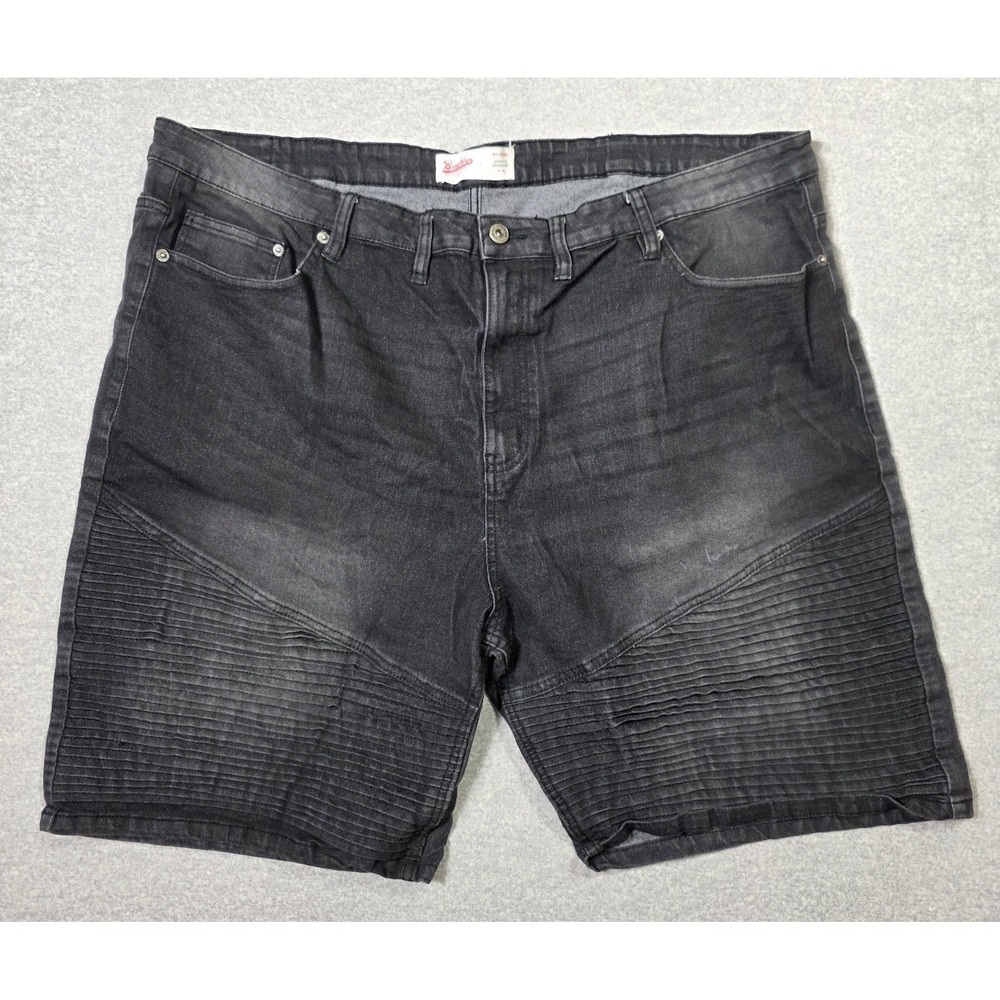 Brooklyn Cloth Shorts Mens 46 Black Denim Wythe Ave Tapered Moto Streetwear Big